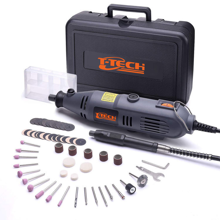 T-TECH Electric Rotary Tool 135W 10000-32000/min Die Grinder With 60 PCS Accessories  and Flex Shaft