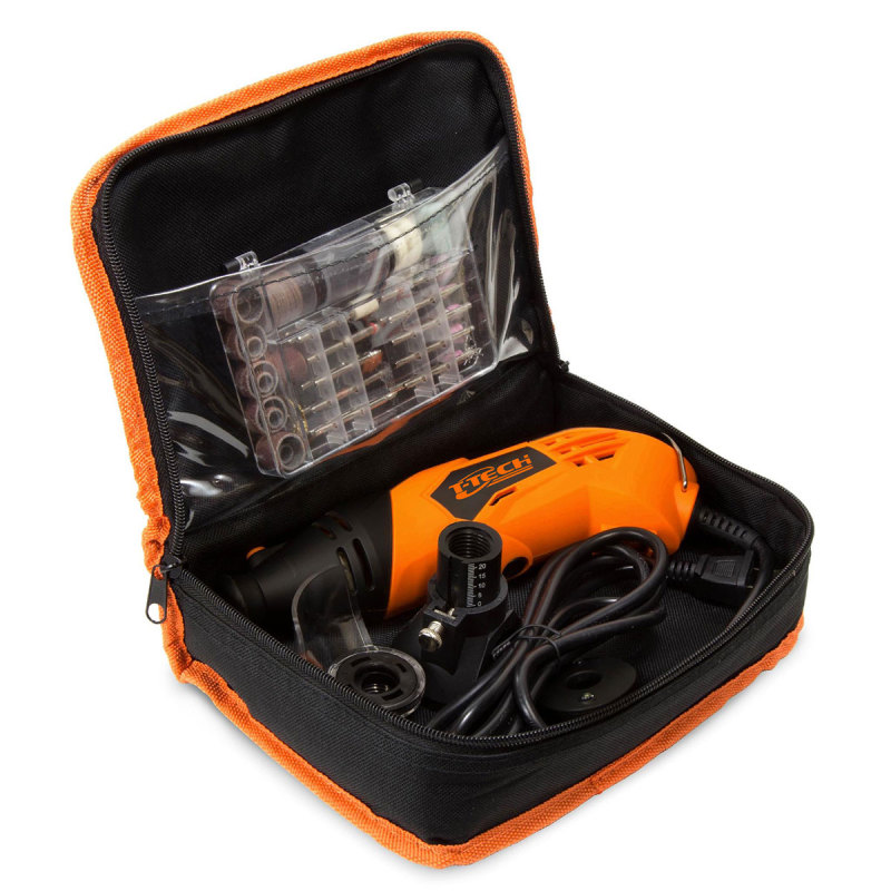 T-TECH 170W 126pcs Rotary Tool 8000-35000 rpm Die Grinder Bit With Cutting Guide, LED Collar, Flex Shaft