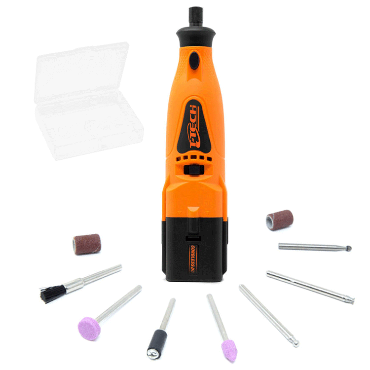T-TECH 6V Cordless Rotary Tool Kit Two-speed With 9-piece Die Grinder Grinding Bits Accessory Set