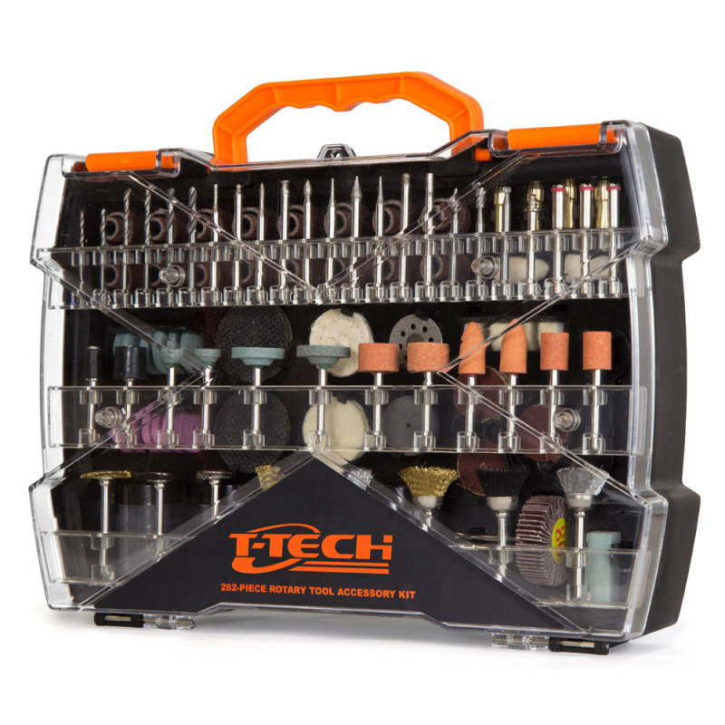 T-TECH 282-Piece Rotary Tool Accessory Kit With Carrying Case For Drilling, Cutting, Grinding, Sanding, Carving and Polishing