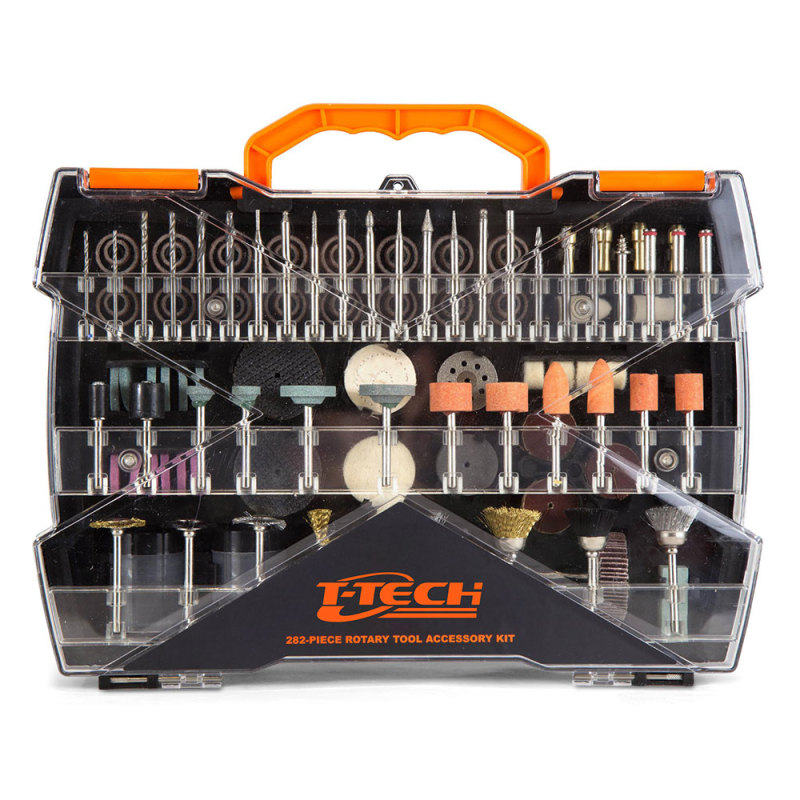 T-TECH 282-Piece Rotary Tool Accessory Kit With Carrying Case For Drilling, Cutting, Grinding, Sanding, Carving and Polishing