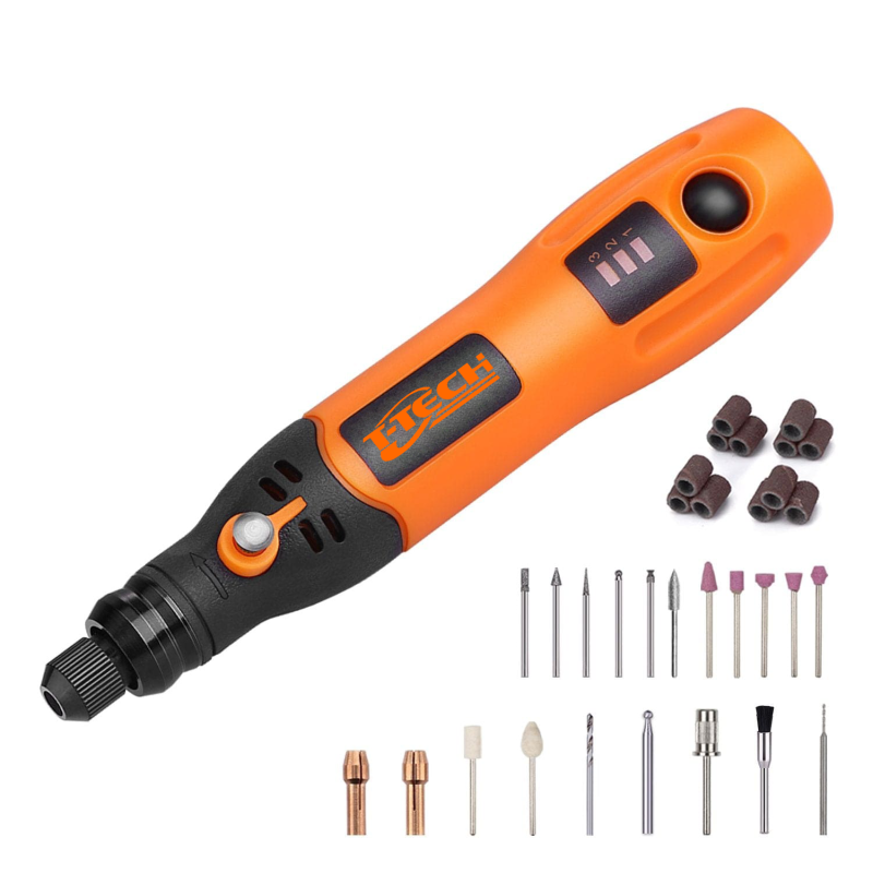 T-TECH 3.7V Cordless Rotary Tool USB Charging Mini Grinder With 31pcs Accessories