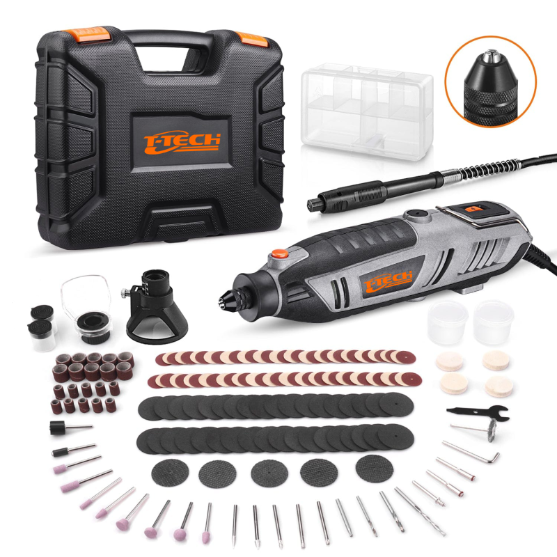 T-TECH 200W 183pcs Rotary Tool Kit 10000-40000rpm Electric Mini Grinder With Flexible Shaft