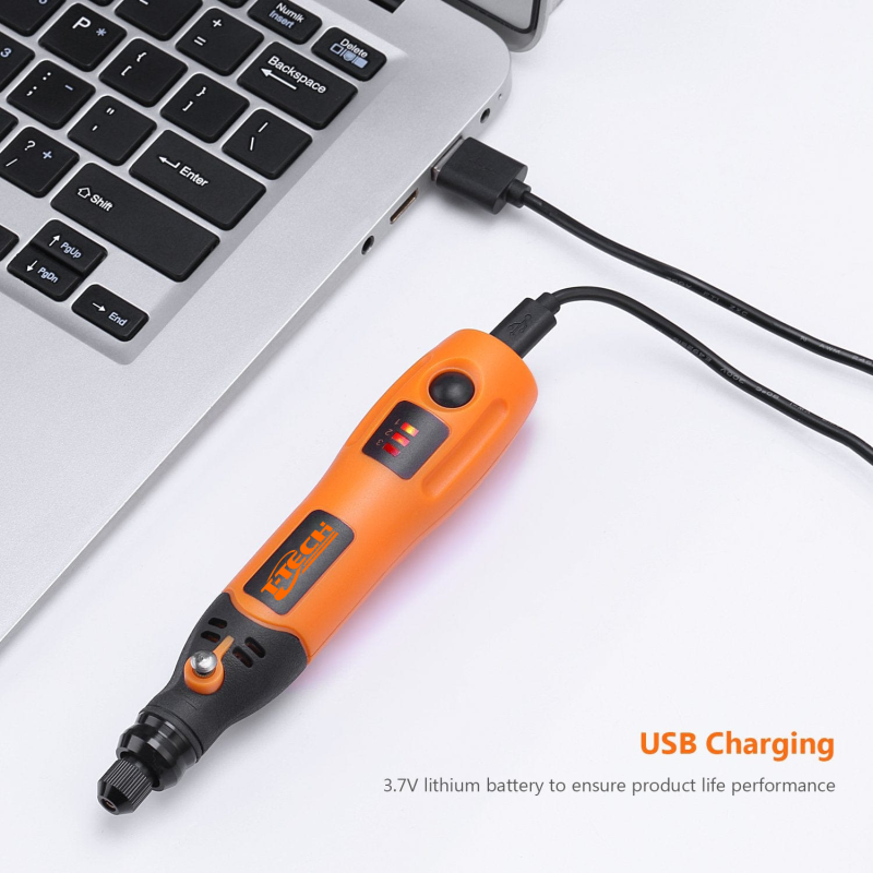T-TECH 3.7V Cordless Rotary Tool USB Charging Mini Grinder With 31pcs Accessories