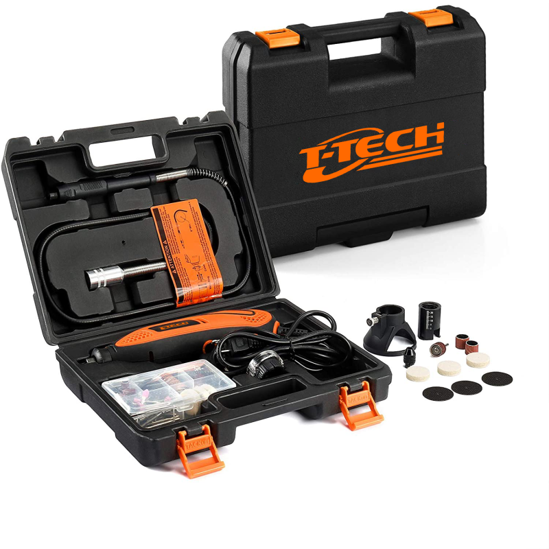 T-TECH 135W Rotary Tool 10000-32000rpm Electric Die Grinder With 105pcs Accessories And Flex Shaft