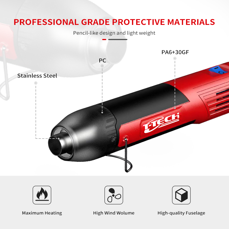 T-TECH MJHG026 350W Mini Heat Gun 400℃ Hot Air Gun for DIY Electronics Repairing Wrapping Paint Removing