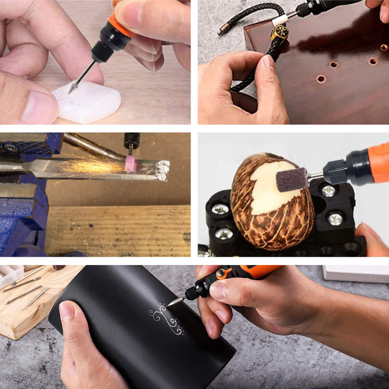 T-TECH 3.7V mini grinder set 5000-15000RPM 600mAh Li-ion DIY Wood Jade Carving Cordless Engraver Pen