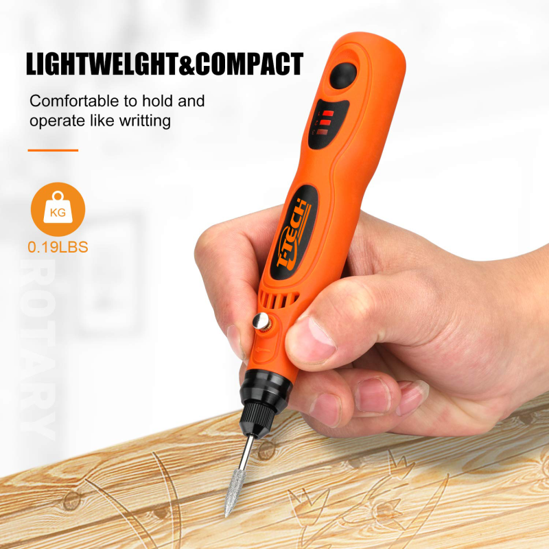 T-TECH 3.7V mini grinder set 5000-15000RPM 600mAh Li-ion DIY Wood Jade Carving Cordless Engraver Pen