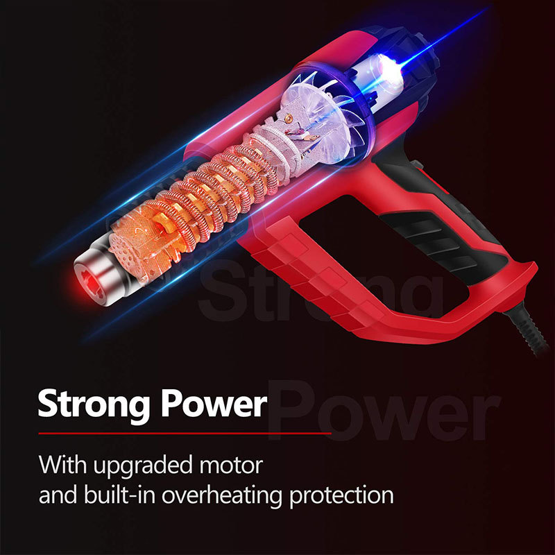 T-TECH 1500W Heat Gun With Variable Speed 3-Temp Settings Hot Air Gun