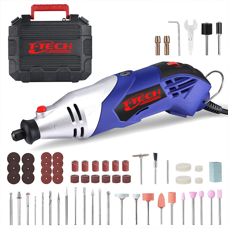 T-TECH 170W Mini Rotary Tools 8000-35000min 120pcs Accessories with Flex Shaft Wood Carving Tool