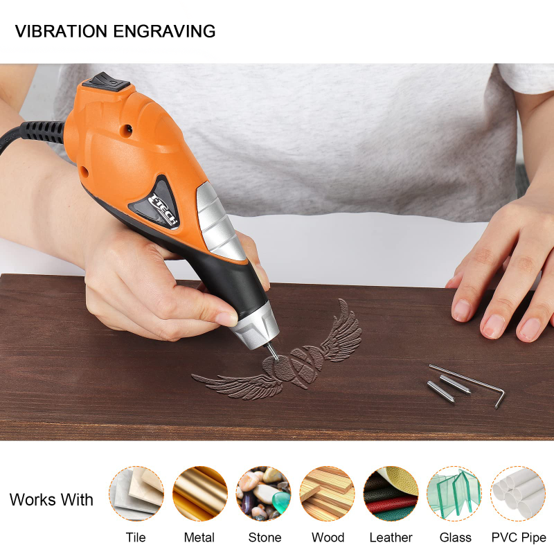 T-TECH 13W Electric Engraver Pen 5-speed Tungsten Carbide Tip Electric Carving Tools