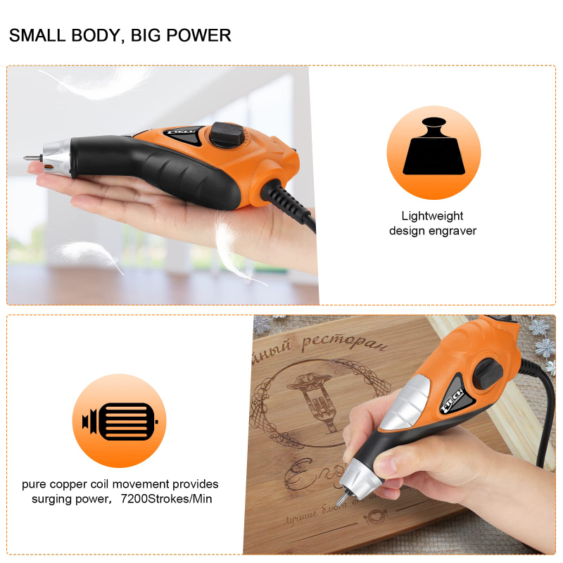 T-TECH 13W Electric Engraver Pen 5-speed Tungsten Carbide Tip Electric Carving Tools