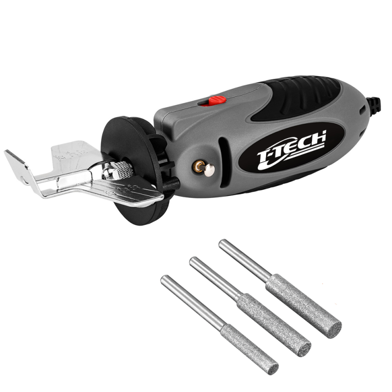 T-TECH DC 12V Chain Saw Grinding Machine Electric Mini Handheld Sharpening Mini Chain Sharpener Tool