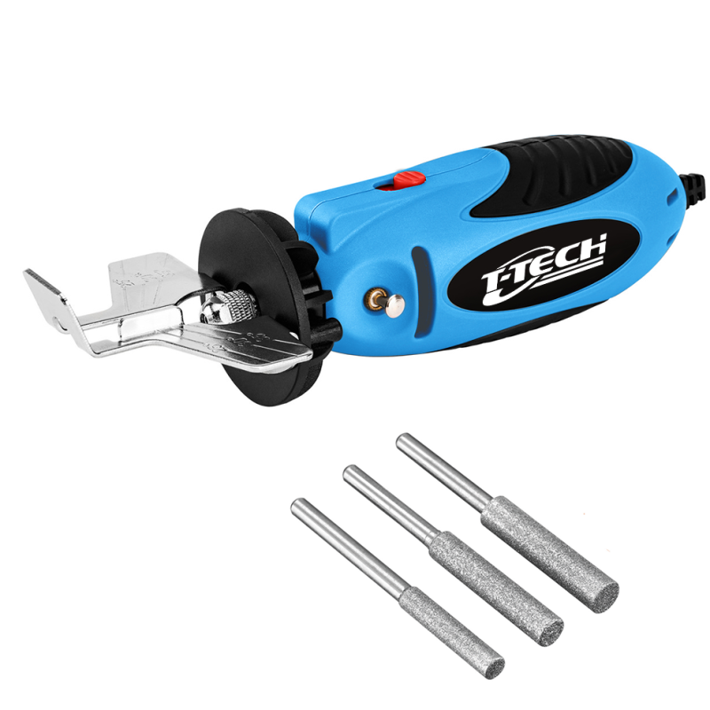 T-TECH DC 12V Chain Saw Grinding Machine Electric Mini Handheld Sharpening Mini Chain Sharpener Tool