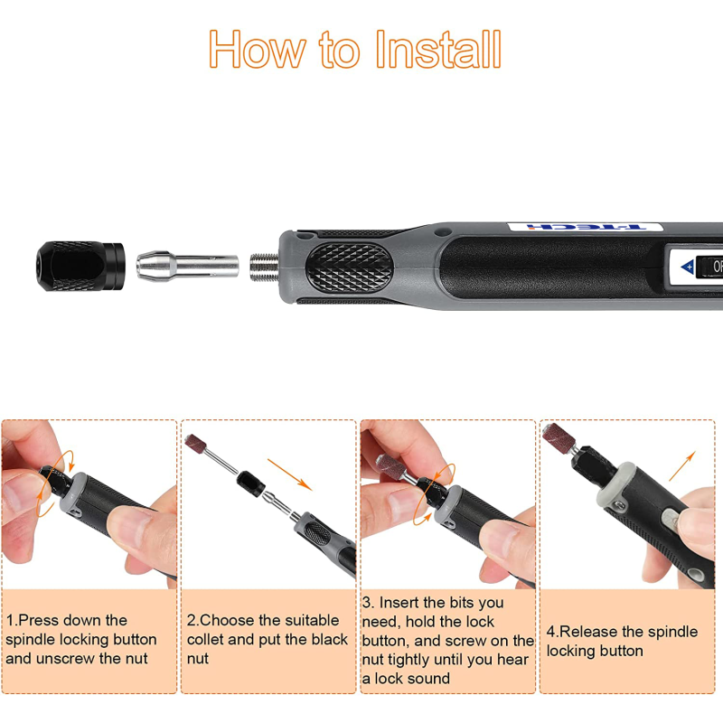 T-Tech 18V Corded Mini Rotary Tool 4-Speed 18000RPM Multi-Purpose Rotary Tool Kit with 31 Accessories