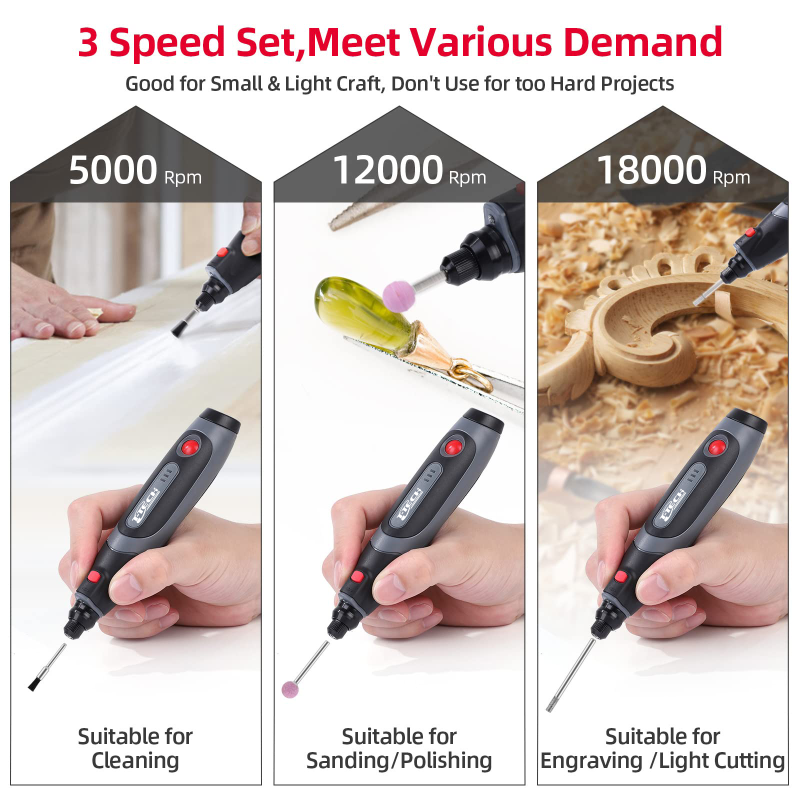 T-TECH 4V Cordless Rotary Tool 5000-18000/min Grinding Machine Electric Adjustable Speed Mini Electric Engraving Pen