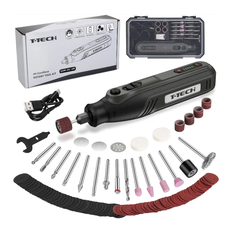 T-TECH 4V Cordless Rotary Tool 5000-25000/min Electric Drill Grinder Engraver Pen With 101pcs Accessories
