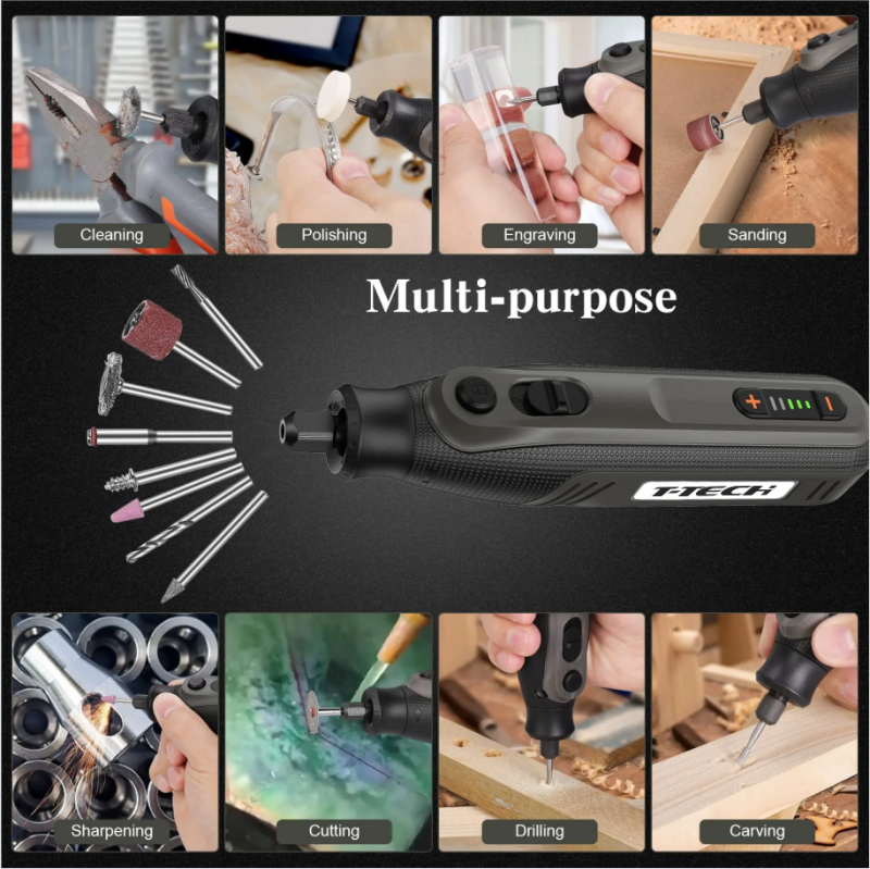 T-TECH 4V Cordless Rotary Tool 5000-25000/min Electric Drill Grinder Engraver Pen With 101pcs Accessories