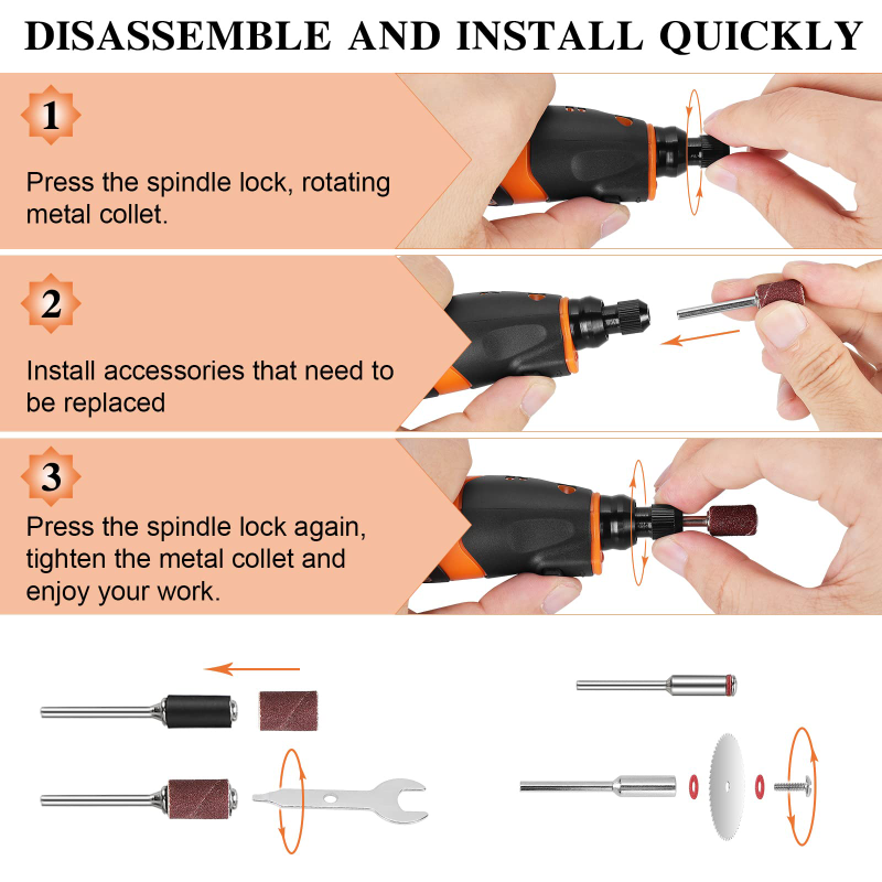 T-TECH 3.7V Cordless Rotary Tool 5000-18000/min  Multi-Purpose Rechargeable Rotary Tool for Sanding Drilling Engraving Polishing