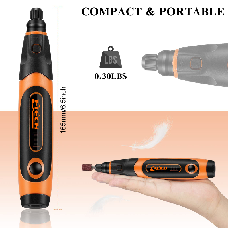 T-TECH 3.7V Cordless Rotary Tool 5000-18000/min  Multi-Purpose Rechargeable Rotary Tool for Sanding Drilling Engraving Polishing