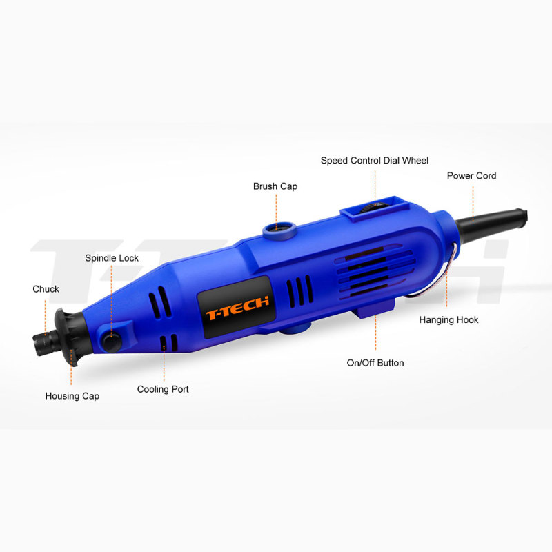 T-TECH 135W Rotary Tool Kit 8000-33000/min 6-Speed Adjustment 101 PCS for Grinding, Sanding