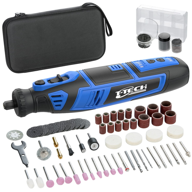 T-TECH 8V Cordless Mini Grinder 5000-30000rpm Type-C Rotary Tool Kit With 42pcs Accessories