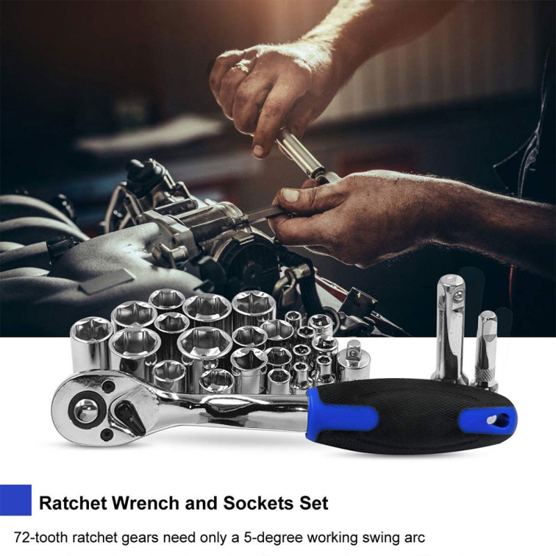 T-TECH 228Pcs Mini Wood Tool Kit Mechanics Hand Tools Socket Ratchet Spanner Tool Set Car Repair