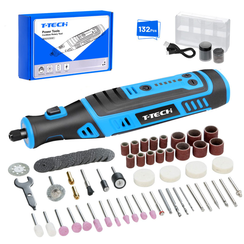 8V Cordless Rotary Tool 5-Speed with 132pcs Rotary Tool Accessories Power Rotary Tool Kit for Sanding, Drilling, Polishing, Engraving, Cutting, Cleaning