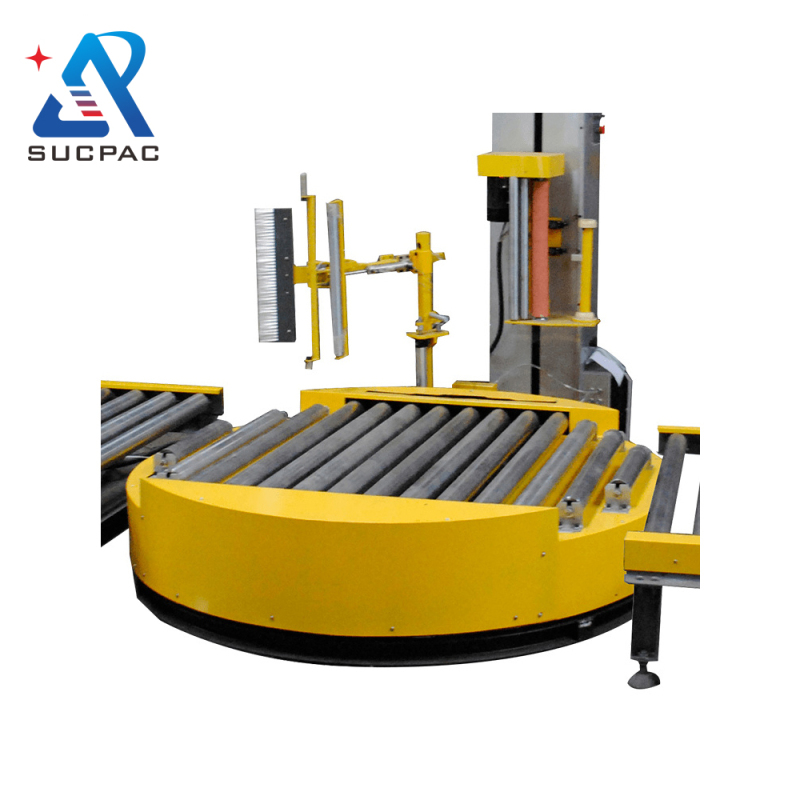 Fully Automatic Conveyor Stretch Film Wrapping Machine Online Turntable Wrapper