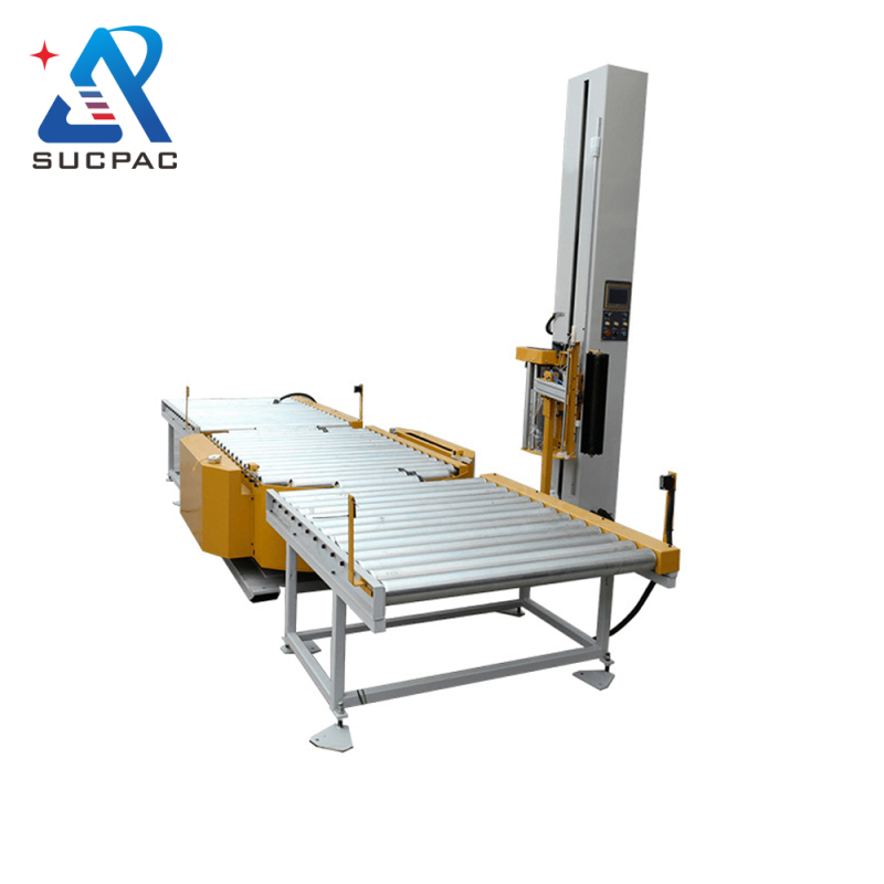 Fully Automatic Conveyor Stretch Film Wrapping Machine Online Turntable Wrapper