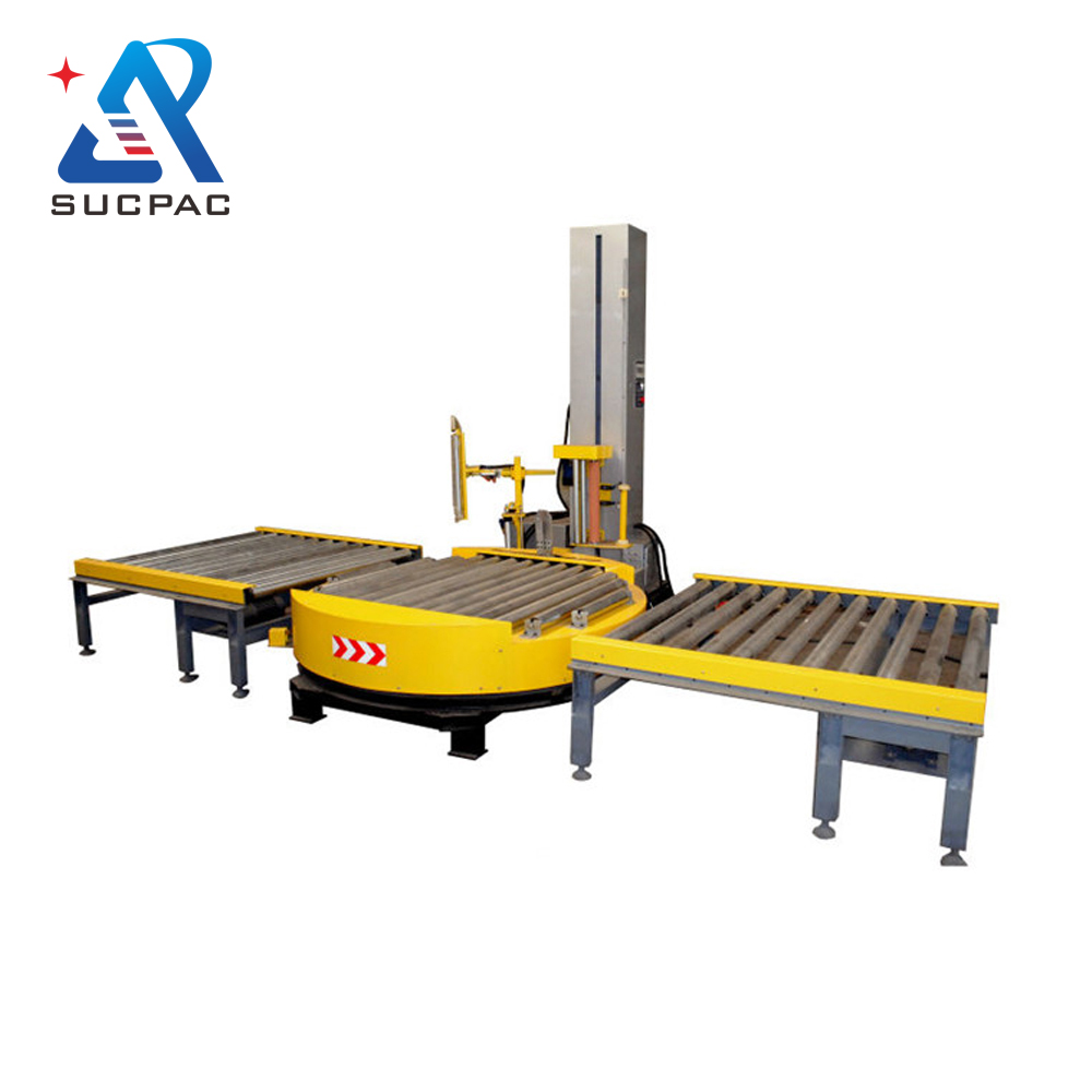 Fully Automatic Conveyor Stretch Film Wrapping Machine Online Turntable Wrapper