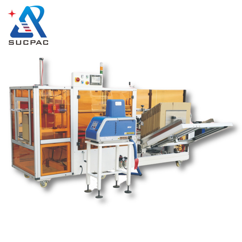 Automatic Carton Box Gluing Erecting Machine Auto Hot Melt Glue Case Carton Erector