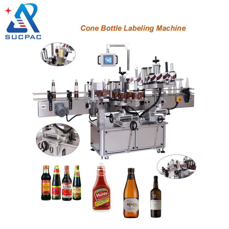 Neck Cone Labeler Automatic Wine Bottle Labeling Machine