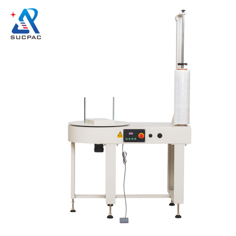 Semi-Automatic Carton Box Wrapping Packing Machine with Small Turntable