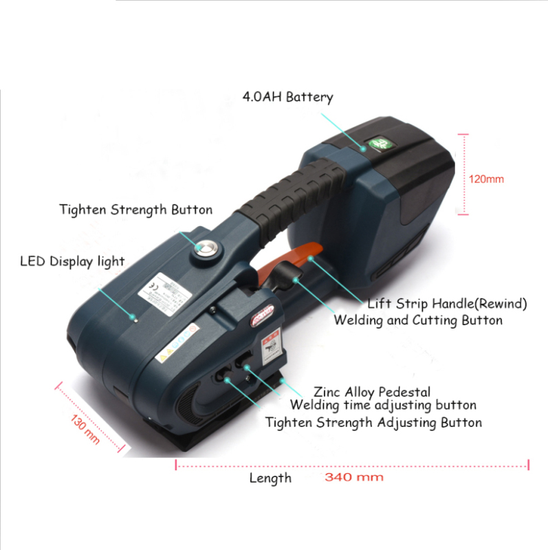 2800N Strong Tension 13-16 mm width battery strapping machine