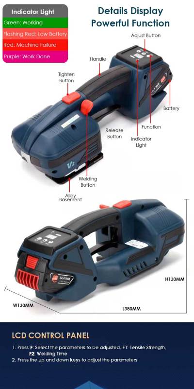 3200N Battery Driven PP PET Strapping Machine Strap Tool