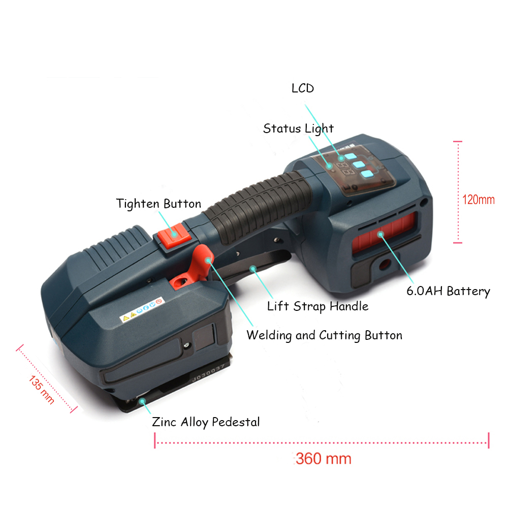 Stable High Quality Battery Powered Plastic Strapping Tool For PP/PET straps