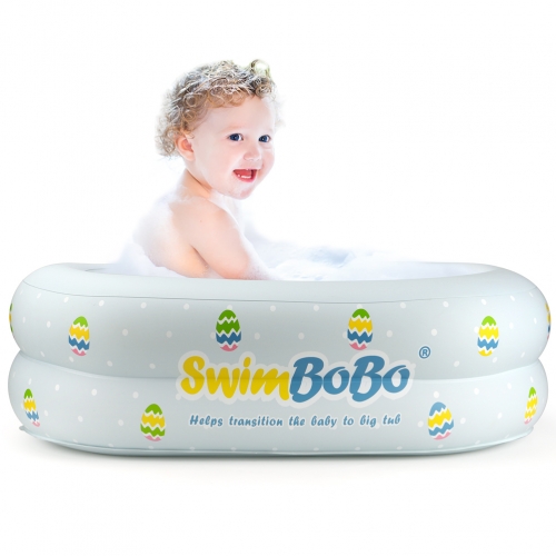 Swimbobo Inflatable Baby Bathtub Toddler Portable Infants Bathing Tub Non-Slip Travel Mini Air Swimming Pool Kids Thick Foldable Shower Basin with Air