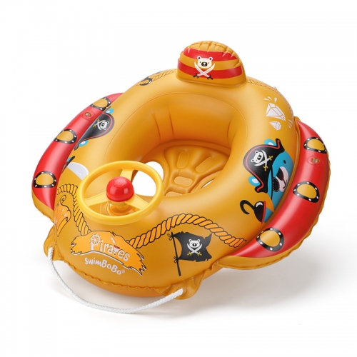 Baby Swimming Pool Float With Steer Wheel Accessories Swim Ring Inflatable Floating Fun Toys Swim Seat Boat For 3-6Y