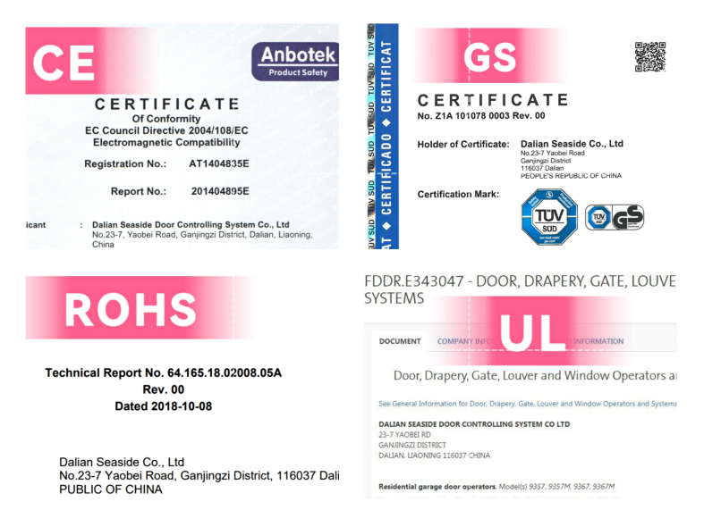 NOS CERTIFICATS : CE, GS, ROHS, UL