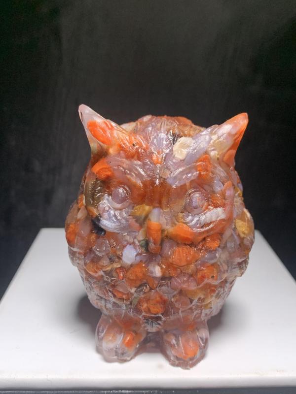 Resin owls Natural crystal chips  epoxy resin synthetic handicrafts outside single hot selling