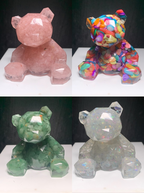 Resin bear Natural crystal chips epoxy resin synthetic handicrafts outside single hot selling