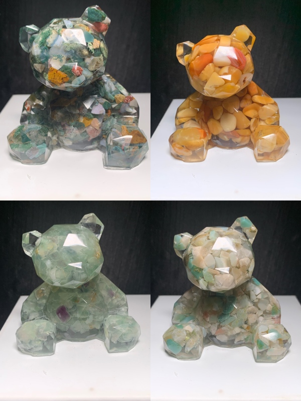 Resin bear Natural crystal chips epoxy resin synthetic handicrafts outside single hot selling