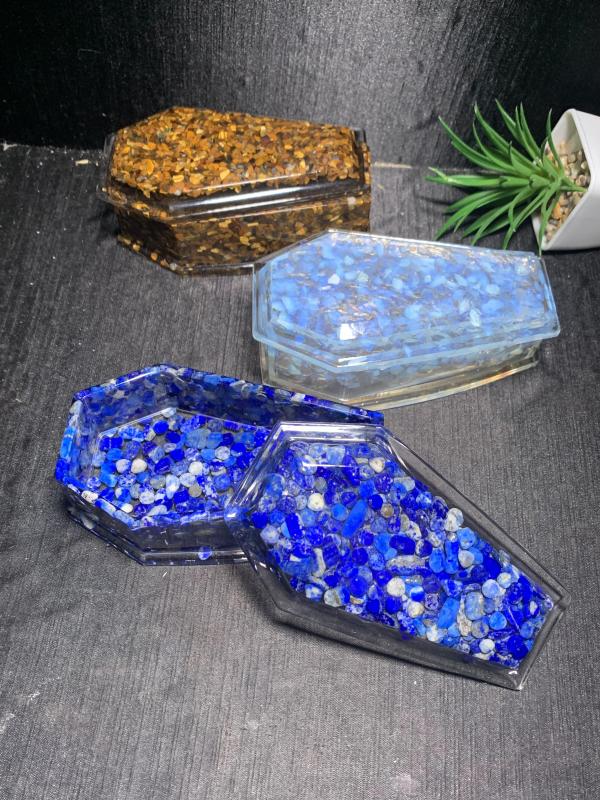 coffin Natural crystal chips  epoxy resin synthetic handicrafts outside single hot selling