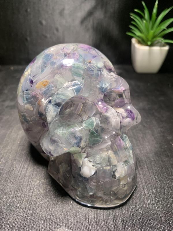 skull Natural crystal chips  epoxy resin synthetic handicrafts outside single hot selling