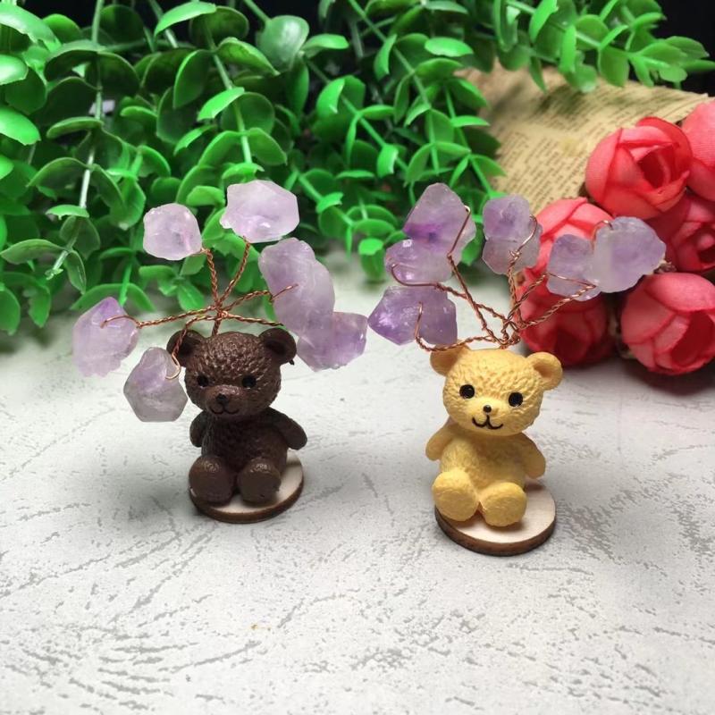 Natural amethyst crystal cluster piglet bear dog puppy lucky tree outside single hot selling