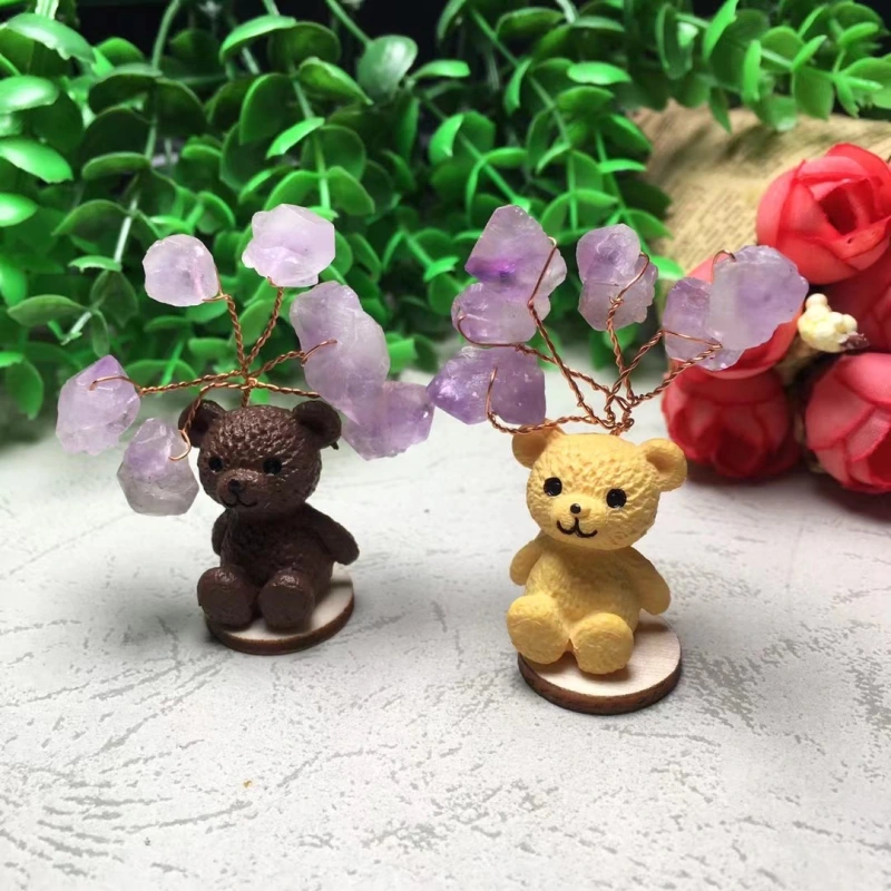 Natural amethyst crystal cluster piglet bear dog puppy lucky tree outside single hot selling