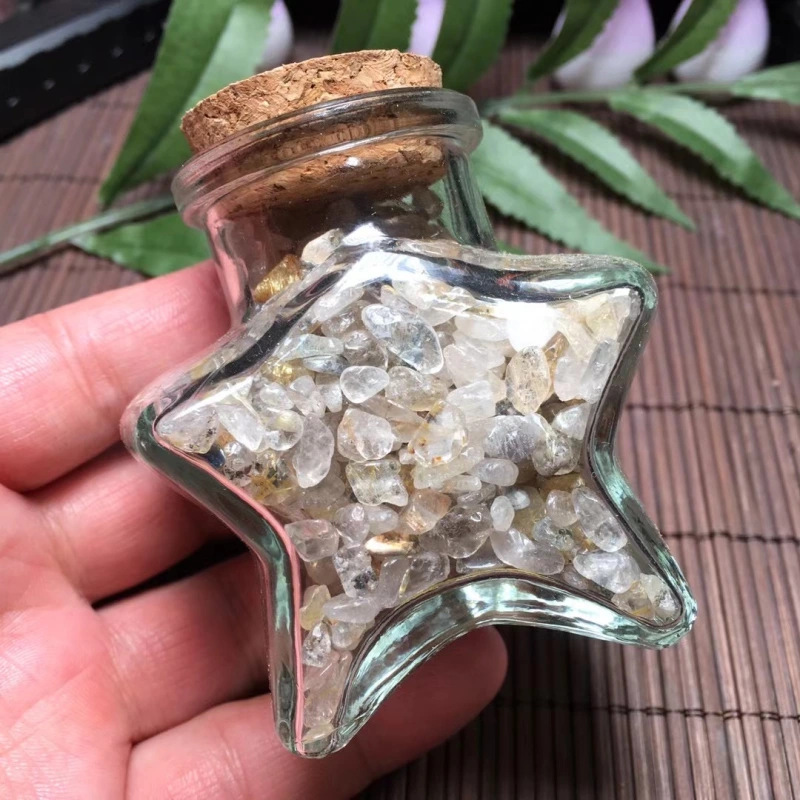 Natural crystal chips glass bottle star gift box