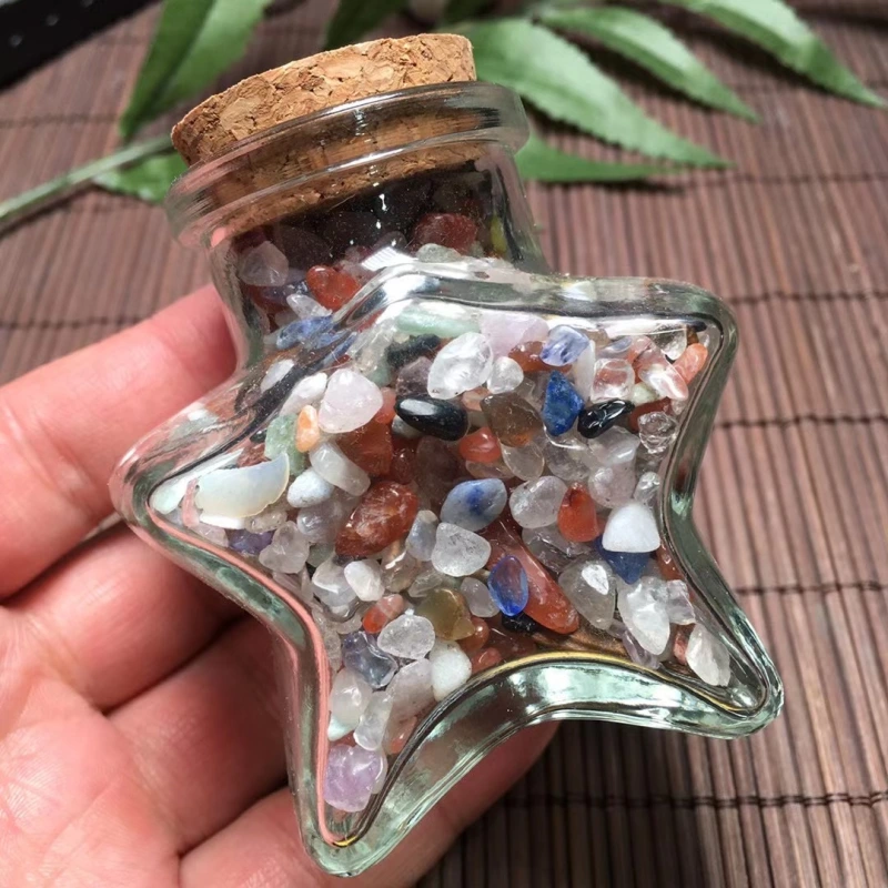 Natural crystal chips glass bottle star gift box