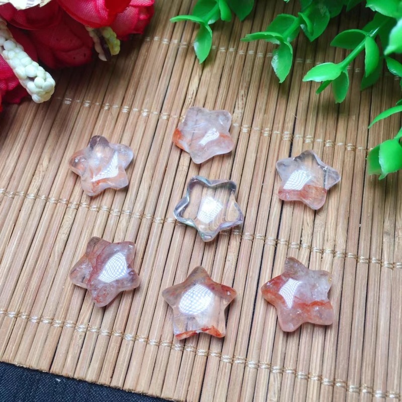 Natural crystal red plastic flower moon bear calf star ornament pendant